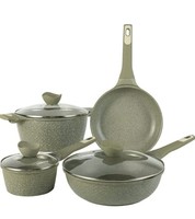 Carote Non Stick Cookware Set, Nonstick Induction Set Combo, Set of 4(24cm Fry Pan, 16cm Saucepan, 24cm Sauce Pot, 28cm Biryani Pot, 16cm Lid, 24cm Lid, 28cm LidGreen)