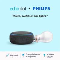 (Upcoming) ECHO DOT (BLACK) COMBO WITH PHILIPS 9W SMART COLOR BULB - SMART HOME STARTER KIT