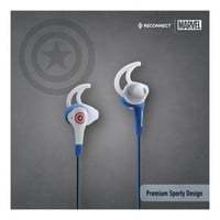 Reconnect Marvel Captain America Premium sporty design Wired Earphone, Gold plated 3.5mm jack, 1.2m long cable, Siri/Alexa/GoogleOk compatible,Personal Accessories - DWE501 CA