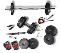 Lifelong PVC Home Gym Set 10Kg Plate 3Feet Curl Rod and Dumbbells Rods with Gym Accessories, Black