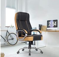 Green Soul® Vienna Premium Leatherette Office Chair, High Back Ergonomic Home Office Executive Chair with Spacious Cushion Seat & Heavy Duty Metal Base (Black & Tan)