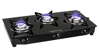 Lifelong LLGS18 Glass Top 3 Burner Gas Stove, Manual Ignition, LPG Compatible, Black (ISI Certified, Door Step Service, 1 Year Warranty)