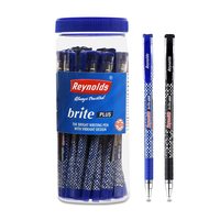 Reynolds BRITE PLUS 25 PENS JAR - 20 BLUE & 5 BLACK, Multicolor | Lightweight Ball Pen With Comfortable Grip for Extra Smooth Writing I School and Office