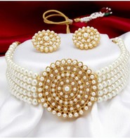 Sukkhi Adorable Gold Plated Pearl Choker Necklace Set for Women