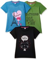 Gubbarey Girl's Regular Fit T-Shirt (pack of 3) 3-4 years