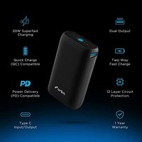 URBN 10000 mAh Lithium_ion Premium Black Edition Nano Power Bank | 20W Fast Charging | Smallest Power Bank | Type C PD (Input& Output) Black 