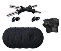  StarX 10 kg PVC Dumbbells Set with Leather Gym Gloves | Gym Equipment for Home Gym Workout Weight Lifting Strength Training & Exercise Fitness Gym Accessories