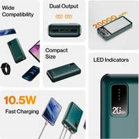 Ambrane 20000 mAh Power Bank (10.5 W, Fast Charging)  (Green, Lithium Polymer) 50% Discount