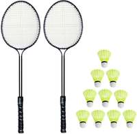 Sports 2 Double Shaft Badminton Racquet With 10 Pc Nylon Shuttle Badminton Kit