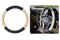 Woschmann- Anti Slip Universal Leather Steering Wheel Cover for Car, Truck, SUV, Jeep (Beige, Large)