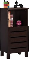 Craftos Engineered Wood Bedside Table and End Table with Cupboard (Dark Wenge, Matte Finish)