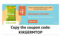 Amazon Sample at Re 1 : KIKGERM Expert Matic Top Load Detergent Powder | 99.99% Germ Protection 