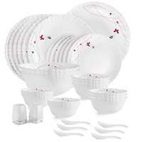 Cello Lush Fiesta Dazzle Series Opalware Dinner Set, 35-Pieces, Service for 6, White

