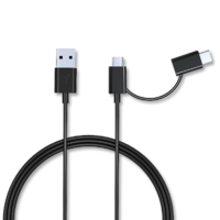 Croma 2-in-1 PVC 1.2 Meter USB (Type-A) to Micro USB/USB (Type-C) Power/Charging USB Cable (3A Fast Charge, CRCMA0103sTO12, Black)