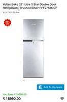 voltas 251 litre 2 star refrigerator