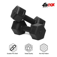 FitBox Sports Exclusive Octa (2kg -10kg) PVC Fixed Dumbbells for Home Gym & Strength Training