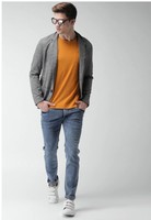 Mast & Harbour Men Mustard Yellow Cotton T-shirt With Chest Pocket