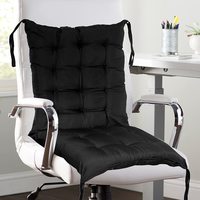 Kuber Industries Microfiber Back and Seat Chair Cushion 18 * 36 Inch (Black) 