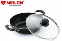 Nirlon Non-Stick Aluminium Induction & Gas Compatible Cookware Deep Kadhai with Glass Lid 3 L 