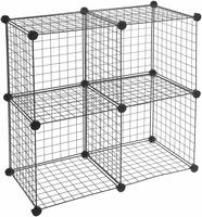 AmazonBasics Metallic Powder Coated 4 Cube Wire Storage Shelves (Black)