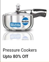 Upto 80% off on Pressure Cookers 