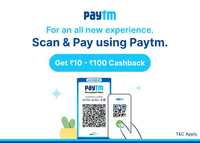 ( User Specific ) Paytm : Get 10 - 100 Cashback on Scan & Pay 