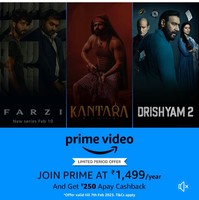 Rs.250 Amazon Pay Cashback on Prime Subscription 