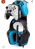 Brainwavz The UberAtlas - Dual Game Controller & Headphone Stand Wall Mount Holder for Xbox ONE, Series X, PS5, PS4, PS3, Switch, STEELSERIES Gamepad & More, Stay Organized No Screws, Black