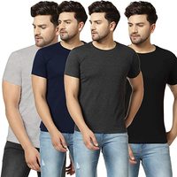 London Hills Solid Men Half Sleeve Round Neck T-Shirts Combo (Pack of 4)