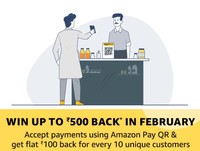 Amazon Merchant: Flat ₹100 Cashback On Accepting Every 10 Payments (Max ₹500)