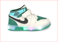 FEETWELL SHOES Kids Green & White Colour blocked PU LED Sneakers