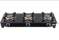 Khaitan 3 Burner BP-JIO Black Glass Manual Gas Stove