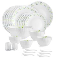 Cello Tropical Lagoon Dazzle Series Opalware Dinner Set, 35-Pieces, Service for 6, White
