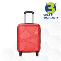 Safari Pentagon Polypropylene 55 cms Red Hardsided Cabin Luggage, 4 Wheel Trolley Bag, Travel Suitcase for Men and Women