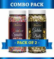 HASITAM 80g EACH ( Rainbow Ball + Golden Ball ) Sprinkles  (160 g, Pack of 2)