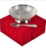 INDICRAFTSVILLA: Crafts Place to Discover World German Silver Floral Bowl with Box - 2 Pieces, Silver
