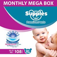  Supples Baby Diaper Pants, Monthly Mega-Box, X-Large, 108 Count [3% Coupon]