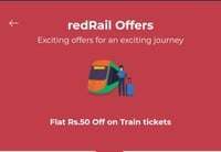 redrail offer - flat ₹50 off on rail ticket booking and upto ₹250 on bus ticket bookjng