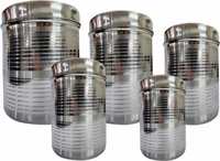 KUBER INDUSTRIES - 800 ml, 1100 ml, 1500 ml, 2100 ml, 2600 ml Steel Utility Container  (Pack of 5, Silver)