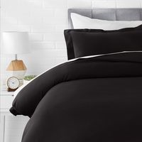 AmazonBasics Microfiber 2-Piece Quilt/Duvet/Comforter Cover Set - Single (66x90-inch), Black - with pillow cover