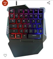 [ Apply Coupon ]  COOLCOLD Single Handed USB Gaming Keyboard, Wired 35 Keys Rainbow LED Backlight, One Hand Portable Mini Gaming Keypad, Ergonomic Design with Wrist Rest for PC, Laptop, Pubg (Black)
