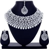 Alloy Rhodium Jewel Set  (Silver)