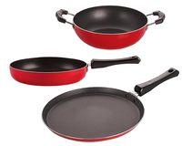 Nirlon Aluminum Nonstick Coating Compatible with All Gas & stovetops 3 Piece Cookware Set with Bakelite Handle
