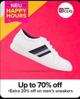 Get Upto 70% off on shoes + Extra 20% off (Neu Happy Hours)