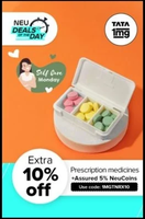 Self Care Monday 1mg×TataNeu: Get an additional 10% Neu Coins only on Rx SKUs + 5% NeuCoins