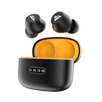 Wecool BT1 ENC Earbuds with Magnetic Charging Case IPX5 Wireless Earphones with Digital Battery Indicator for Crisp Sound Bluetooth Earphones for Secure Sports Fit (Black with Yellow)