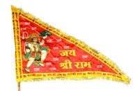 GENERIC Jai Shree Ram Flag Printed Hanuman ji dwaj Jhanda Triangle for Home Temple Outdoor Normal Size Flag