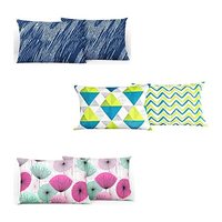 Divine Casa 104 TC Cotton Mix / Random Design Standard Size Printed Pillow Covers/Cases Set of 3 (Total 6 Pcs) Multicolor