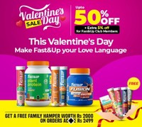 Fast&Up Valentine's Day Sale : Upto 50% Off  +  5% Extra for Club Members. ( Get FREE  Family Hamper Worth Rs.2000 on orders Above Rs.2499) 