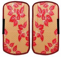 (Pack of 2) Kuber Industries Leaf Design PVC 2 Pieces Fridge/Refrigerator Handle Cover (Gold & Red) CTKTC33598